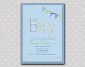 Oh Baby - Baby Shower Invitation Digital - Printable Invite - Pennant Banner Bunting Il_170x135
