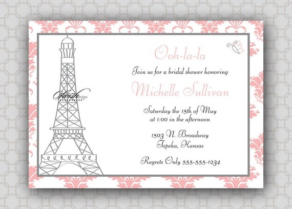Bridal Shower invitation Paris- 5x7 digital you-print-it invite - printable diy Il_570xn