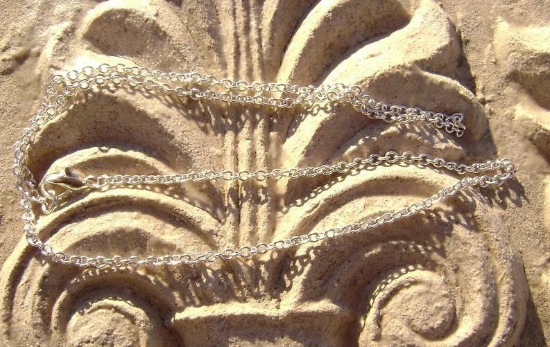 BULK Silver ptd Brass Oval Cable Chain Necklace, 20 inch, 5 Qty