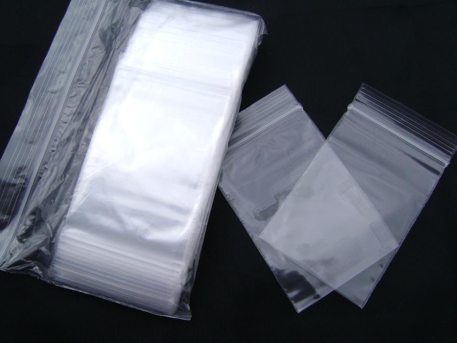 100 Zip Lock Clear Plactic Poly Bags, top zip, 3x2in x 2mm