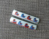 1960s French Barrettes- Blue duck duo