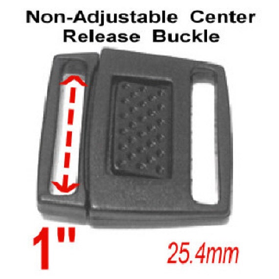 10 BUCKLES - Non ADJUSTABLE CENTER Release Buckle, 1 inch, Clasp Clip, Polyacetal Plastic