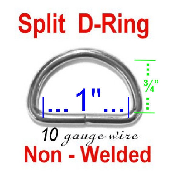 50 PIECES - 1 inch, Split D Rings, 25mm, 10 gauge, NON welded, NICKEL Plated