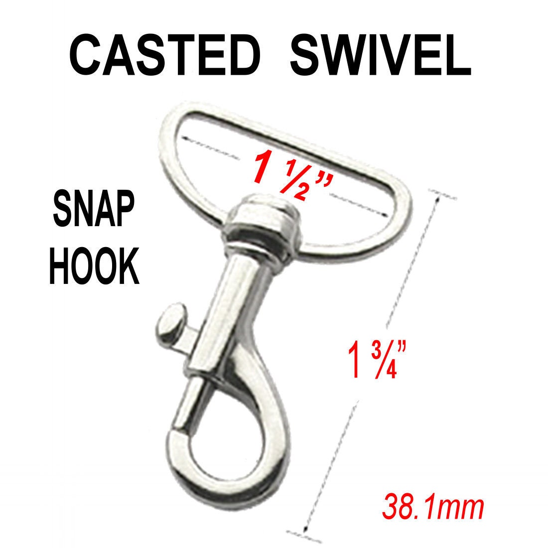 10 PIECES, 1 1/2 Inch, Casted Swivel Snap Lobster Claw Hook, 1.5, Purse Strap Clip