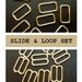 10 SETS, 1 inch, Slide and Loop SET, Zinc Tri Bar, BRASS Finish