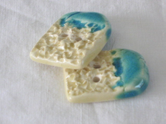 White Sand - Two (2) Handmade Earthenware Buttons