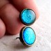 Blue Glitter Earrings - Turquoise Sparkle Post Earrings