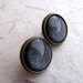 Gunmetal Gray Earrings - Antiqued Brass - Fake Plugs Faux Gauges