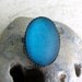 Big Teal Cocktail Ring - Satin Glow Caribbean Frost Ring in Antiqued copper