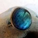 Northern Lights Ring - Blue Green Night Sky Ring in Antiqued Silver
