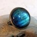 Northern Lights Ring - Blue Green Night Sky Ring in Antiqued Silver