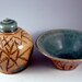 Ceramic Bowl and Urn with Bamboo Design / Handmade Art Pottery - Wheel Thrown Stoneware Clay - Ships Today