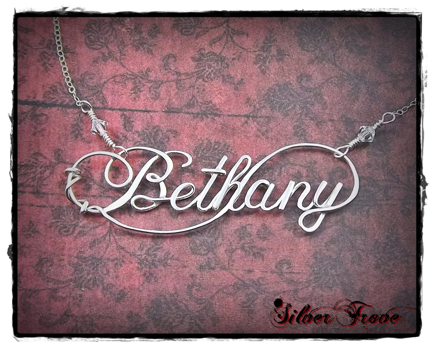 Personalized Name Necklace Sterling Silver Calligraphy Script With Chain and Handmade Clasp Elegant Wire Writing