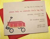 Red Wagon Kraft Birthday Invitations or Baby Shower Invitations