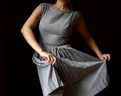 Mid Century Gingham Day Dress - 1950's Vintage in Black and White