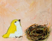 My Little Nest (5x7 print of yellow baby bird and nest)