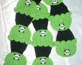 Lime green Black Skull Cupcakes SCARF Super Soft Made To Order