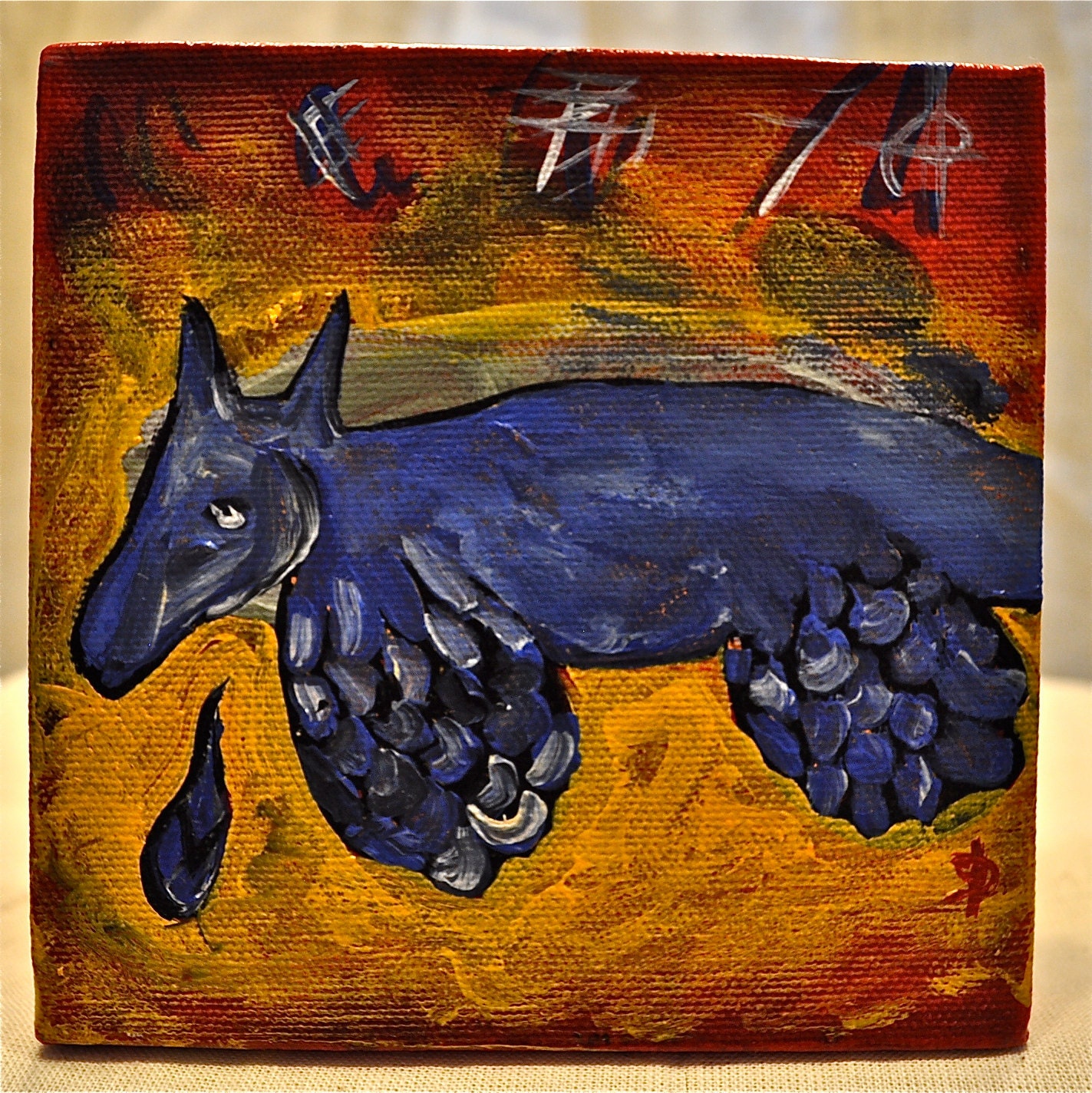 Blue Lucy grew Fins and then She cried for the Land she left Behind - Block Canvas