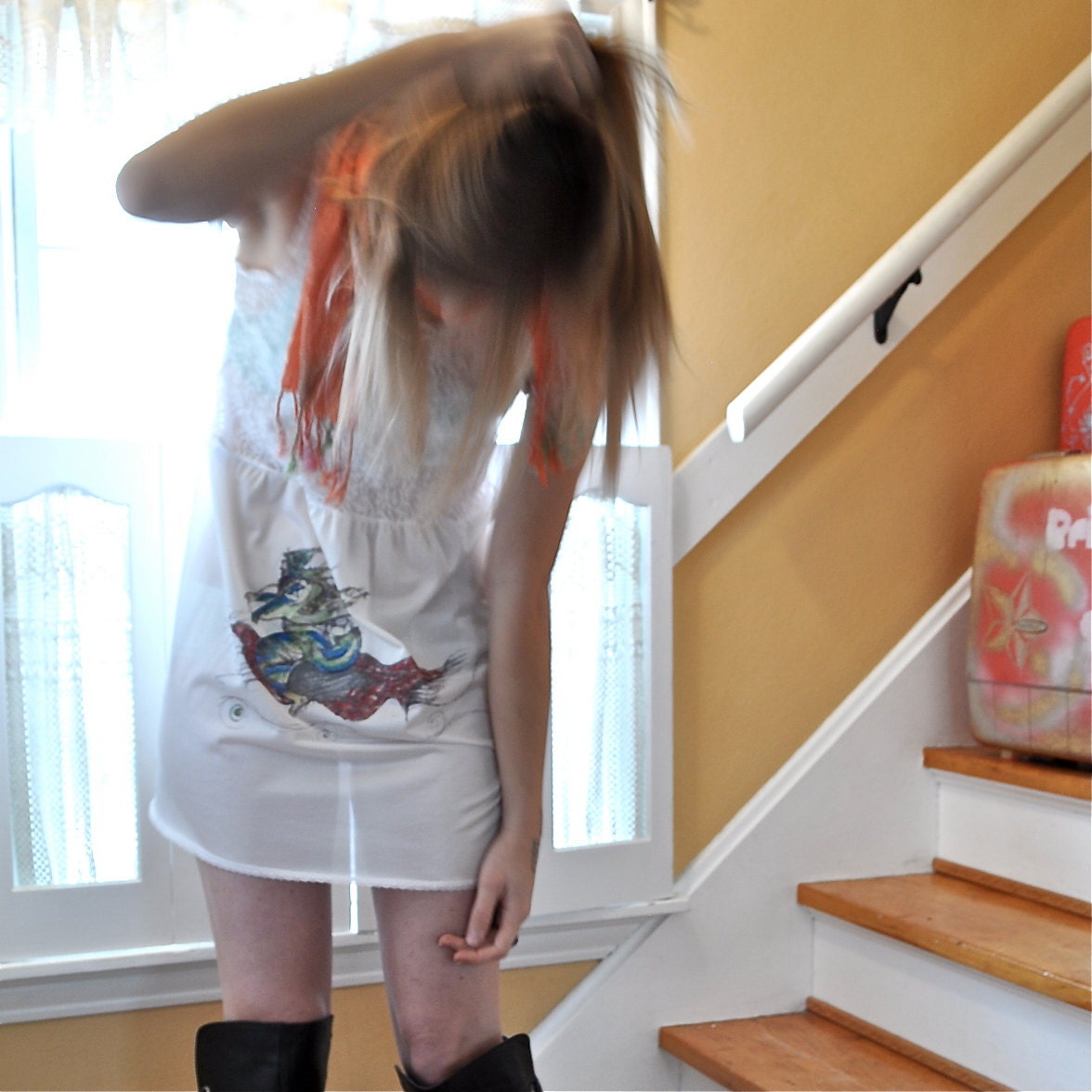 Magic Carpet Ride - Hand Painted Vintage Slip Dress - Small - Medium