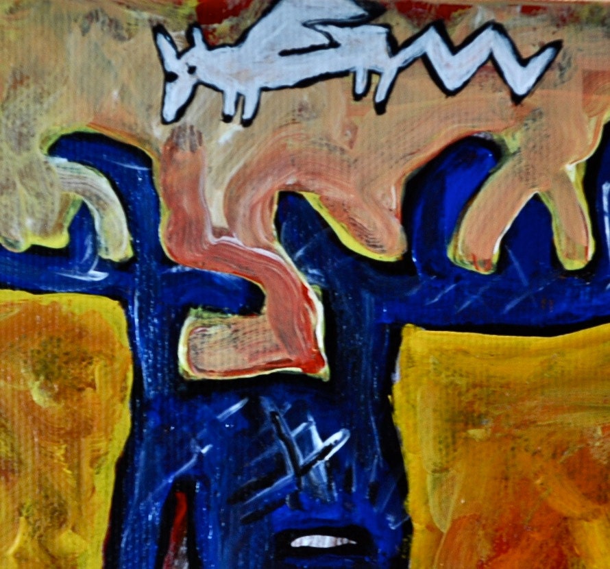 ArtemiS Flies over her Great Ancestor - canvas block painting