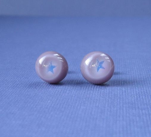 Fused Glass Earrings- Mauve Stars