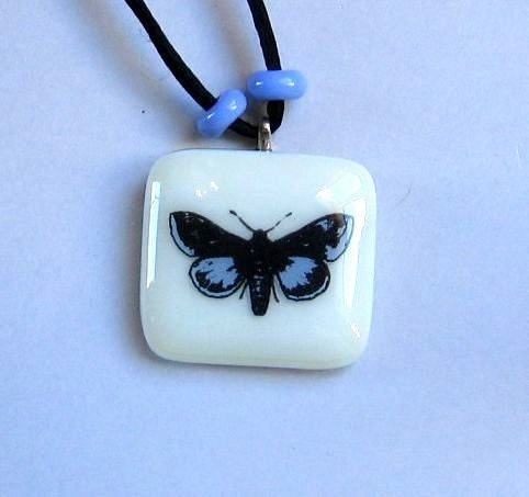 Glass Pendant Necklace- Butterfly