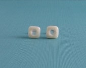 Fused Glass Post Earrings-  Winter Whites