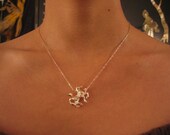 Horse And Swallows Carved Sterling Silver Necklace