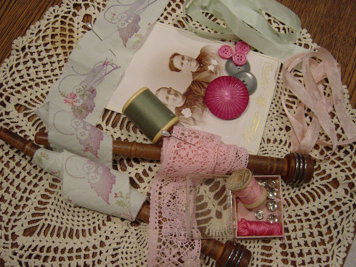 MAY DAY BARGAIN ... two sisters in stitches ... they loved using their sewing notions in Bushnell, Illinois