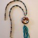 Vintage Cloisonne Pendant Handbeaded Stone Necklace