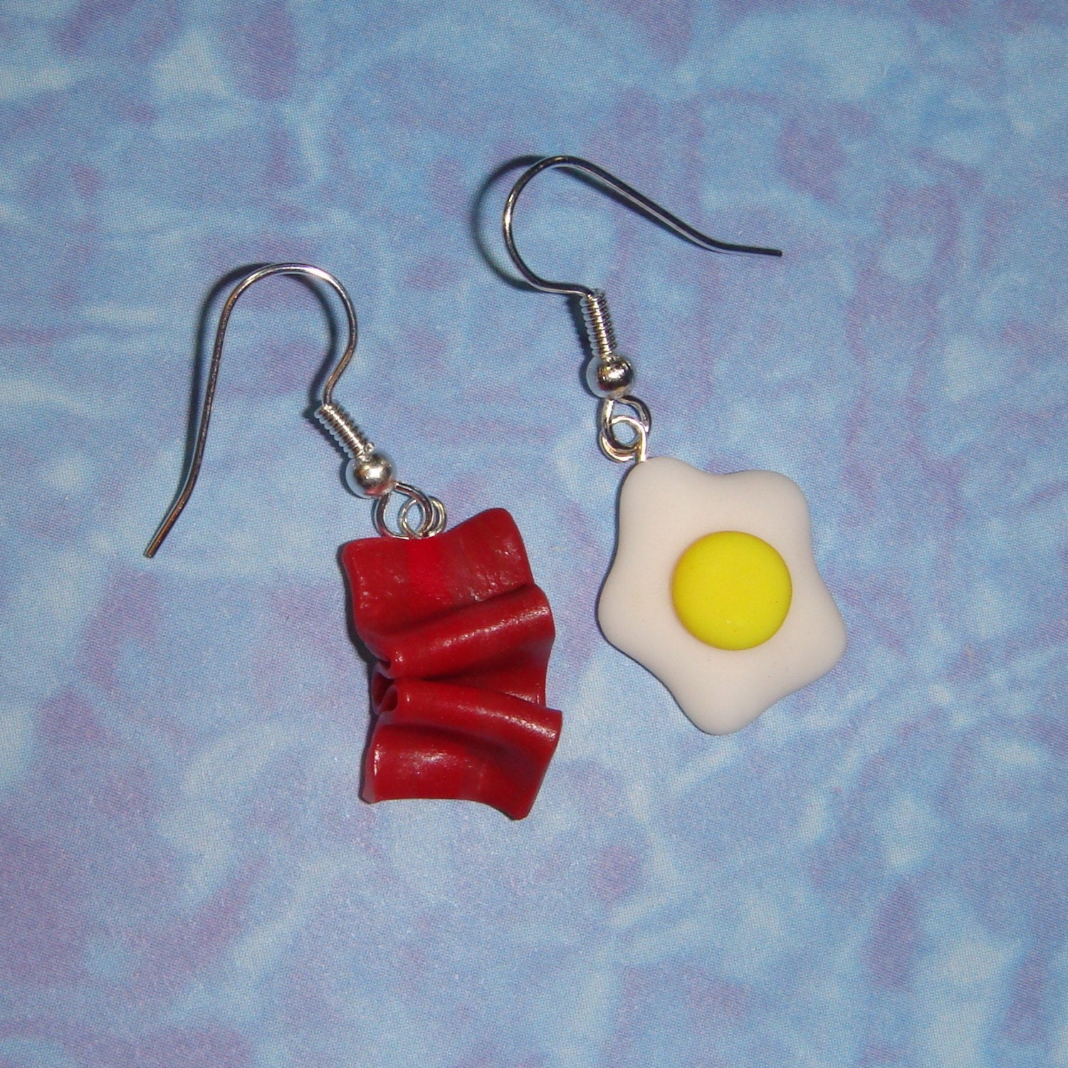 Sunny Side Up Fried Egg And Bacon Earrings