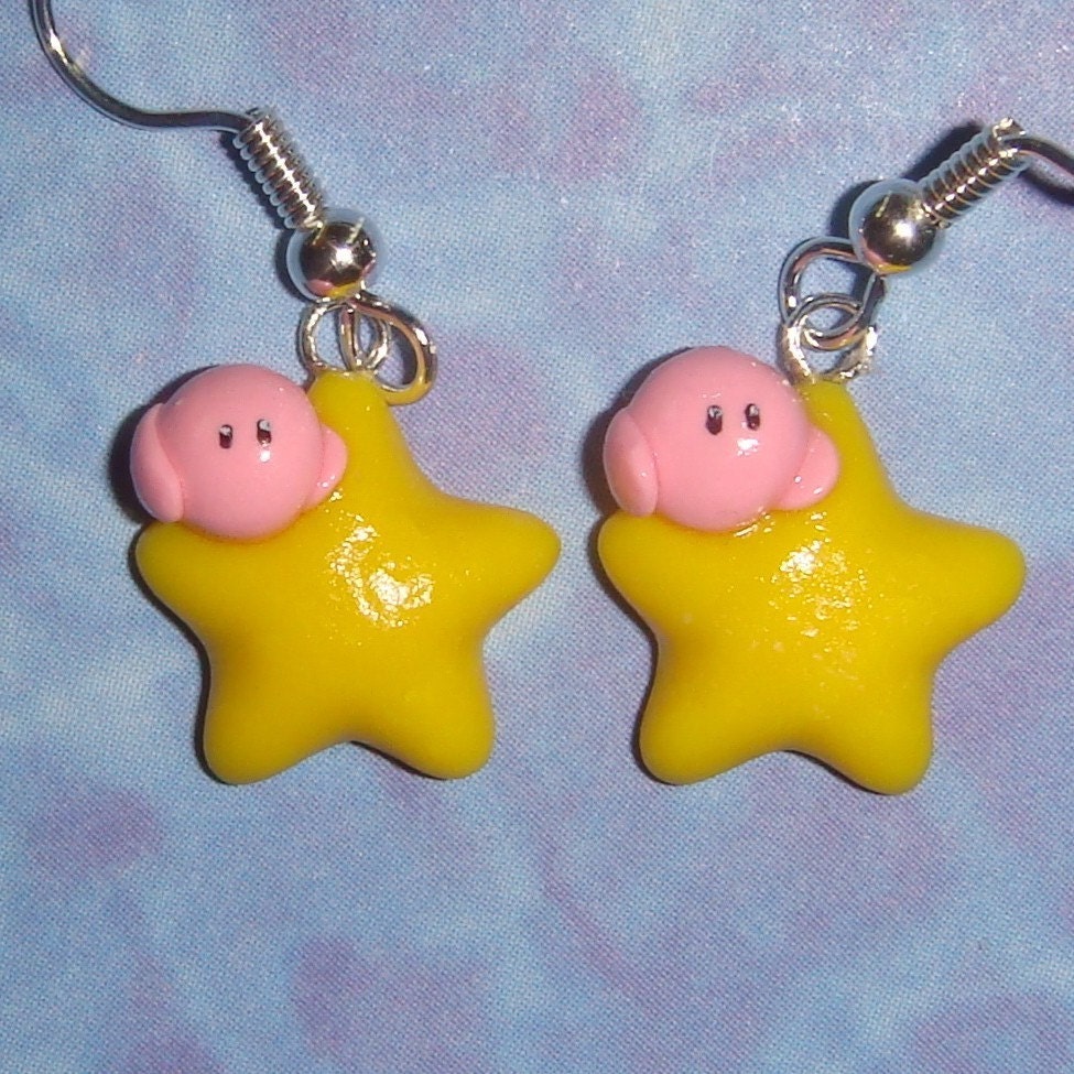Kirby Riding the Warp Star Earrings