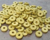 25 LIGHT OLIVE Greek Ceramic Beads 8mm Round Washer