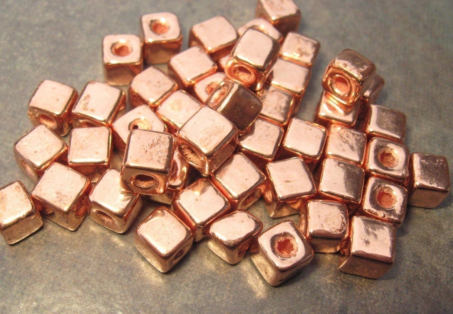 Mykonos Greek Ceramic Beads - 5.5mm Copper Little Squares
