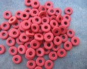 25 RED 8mm Round Mykonos Greek Ceramic Washer Spacers (25)