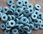 DENIM 8mm ROUND WASHER - 25 Mykonos Greek Ceramic Beads 8mm