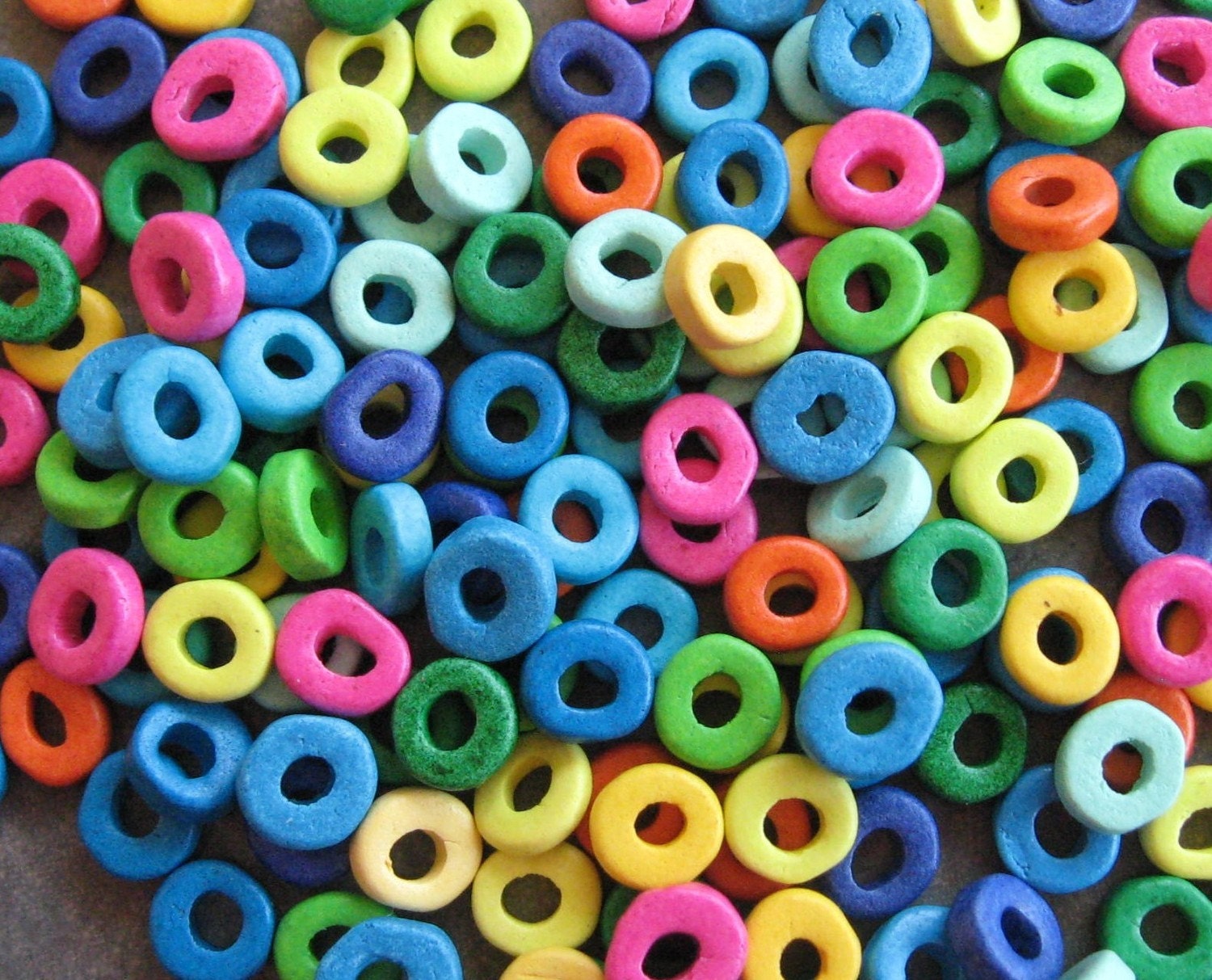 50 Greek Ceramic Beads SUPER BRIGHT ASSORTMENT 6mm Pebble Beads