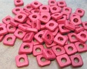 25 GRENADINE Greek Ceramic Beads - 6mm Square Washer