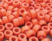 25 TANGELO Greek Ceramic Mini Tubes 6x4mm Large Holed Beads
