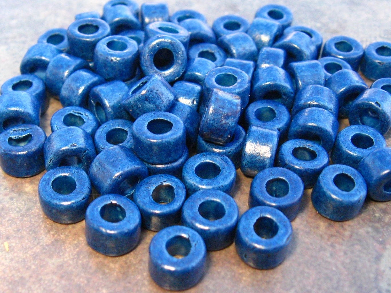 25 COBALT BLUE Greek Ceramic Beads 6x4mm Mini Tube Pony Beads