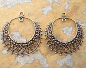 2 Antique Gold Filigree Hoops -  Trinity Brass Co.  LOW SHIPPING