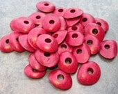 10 GRENADINE Mykonos Greek Ceramic Beads 13mm Cornflake Beads