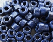 25 NAVY BLUE Greek Ceramic Beads 6x4mm Mini Tube Beads