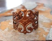 1 Filigree Finger Ring Trinity Vintage Patina  -  Trinity Brass LOW SHIPPING