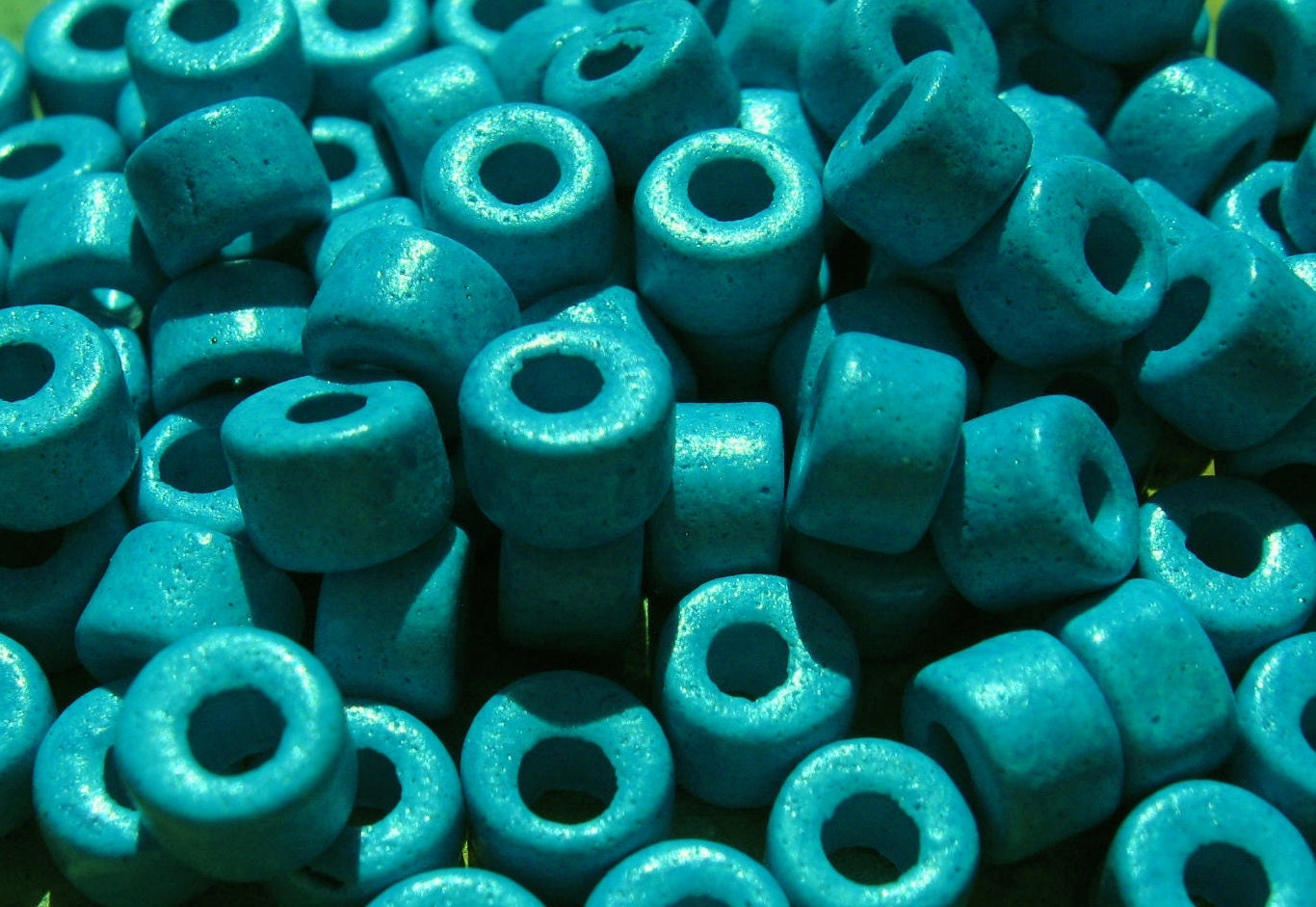 25 Dark Turquoise Mykonos Greek Ceramic Beads 6x4mm Mini Tube Beads