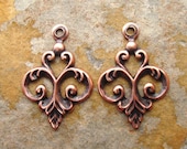 4 Antique Copper Fancy Fleur Drop 5mm x 20mm Trinity Brass Co.  -  LOW SHIPPING