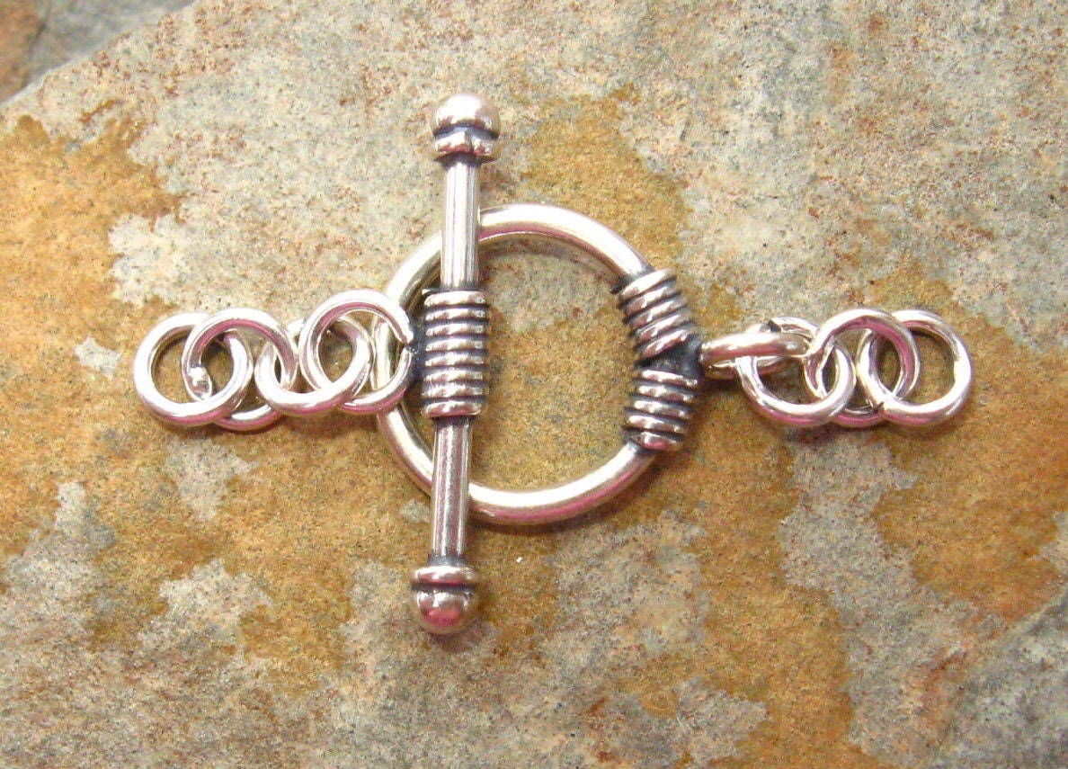 1 Sterling Silver Bali Round Wire Wrapped Toggle - LOW SHIPPING