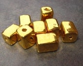 5 GOLD Rectangle 8x10mm  Brick Greek Ceramic Beads