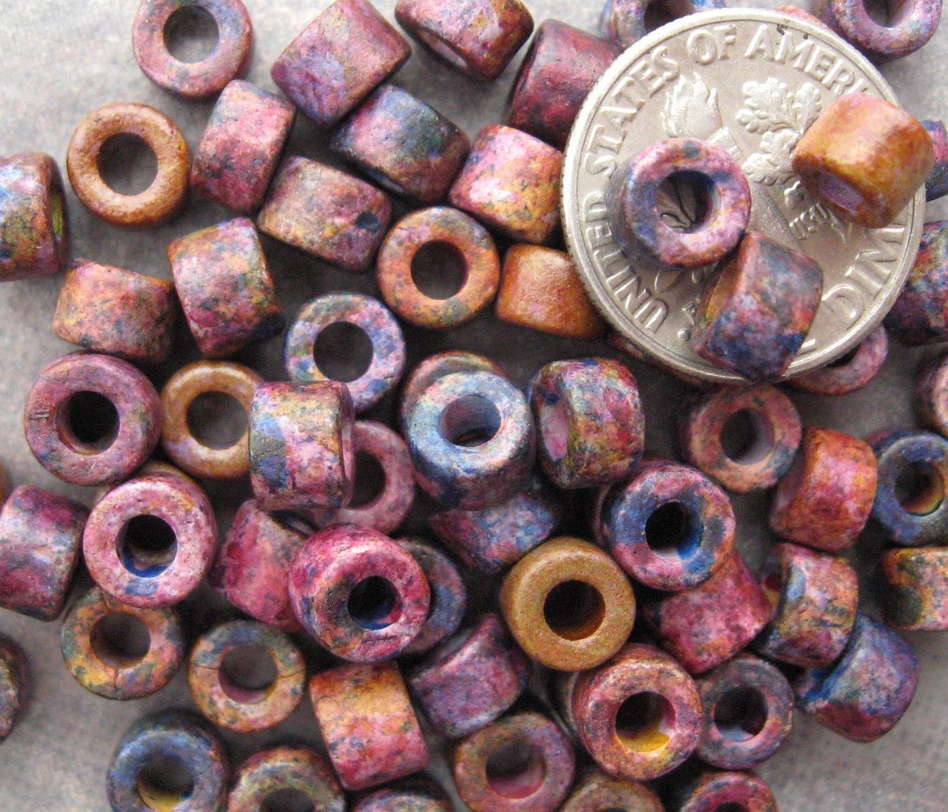 MELITZANIA MINI TUBES 6x4mm Mykonos Greek Ceramic Beads 25