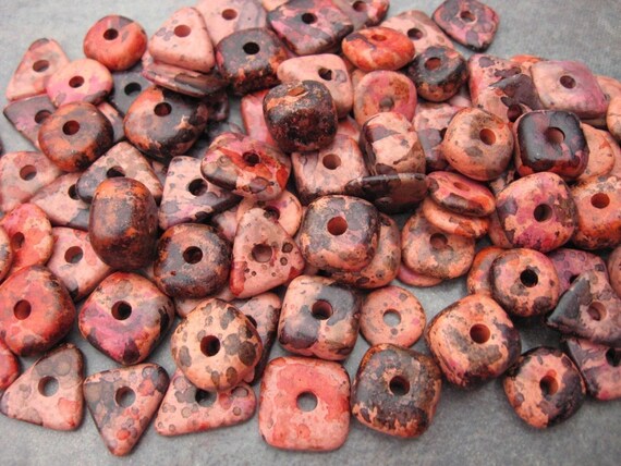 Mykonos Greek Ceramic 10 COHO ROSE PEBBLES Beads